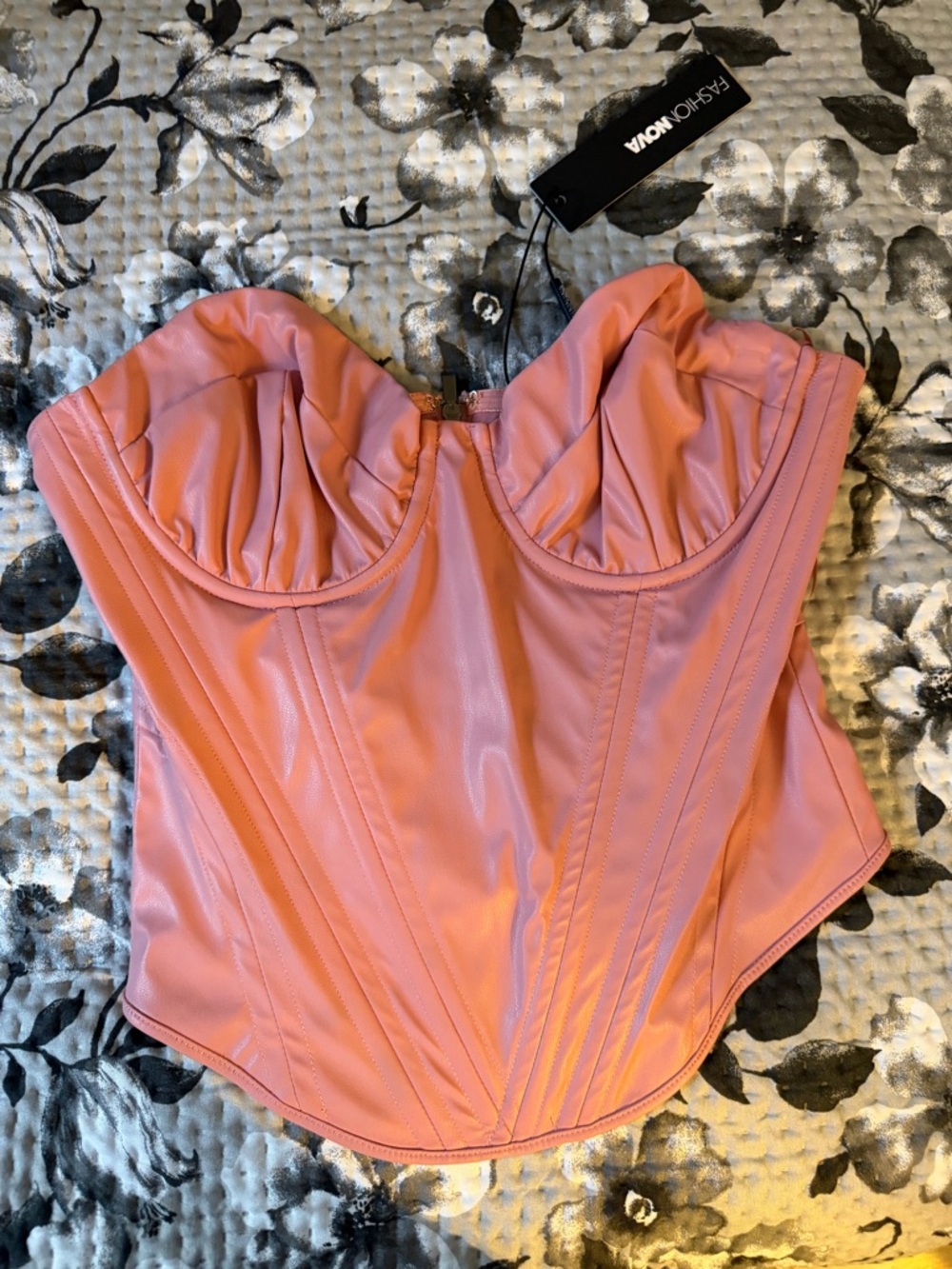 Fashion Nova Blush Faux Leather Corset Top